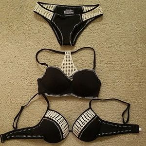 VS Black and Creme Crochet Swimsuit.